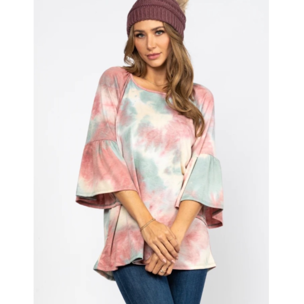 "The Kelly" Tie Dye Oversized Bell Sleeve Tunic